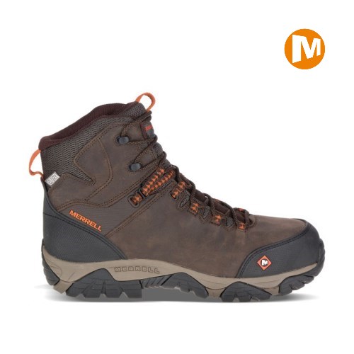 Pánské Pracovní Boty Merrell Phaserbound Mid Waterproof Comp Toe Čokolády (CZ. GKMFQ)